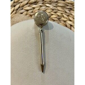 VINTAGE RETRACTABLE ETCHED FLORAL LEAD PENCIL BROOCH PIN Mad Men Collectable